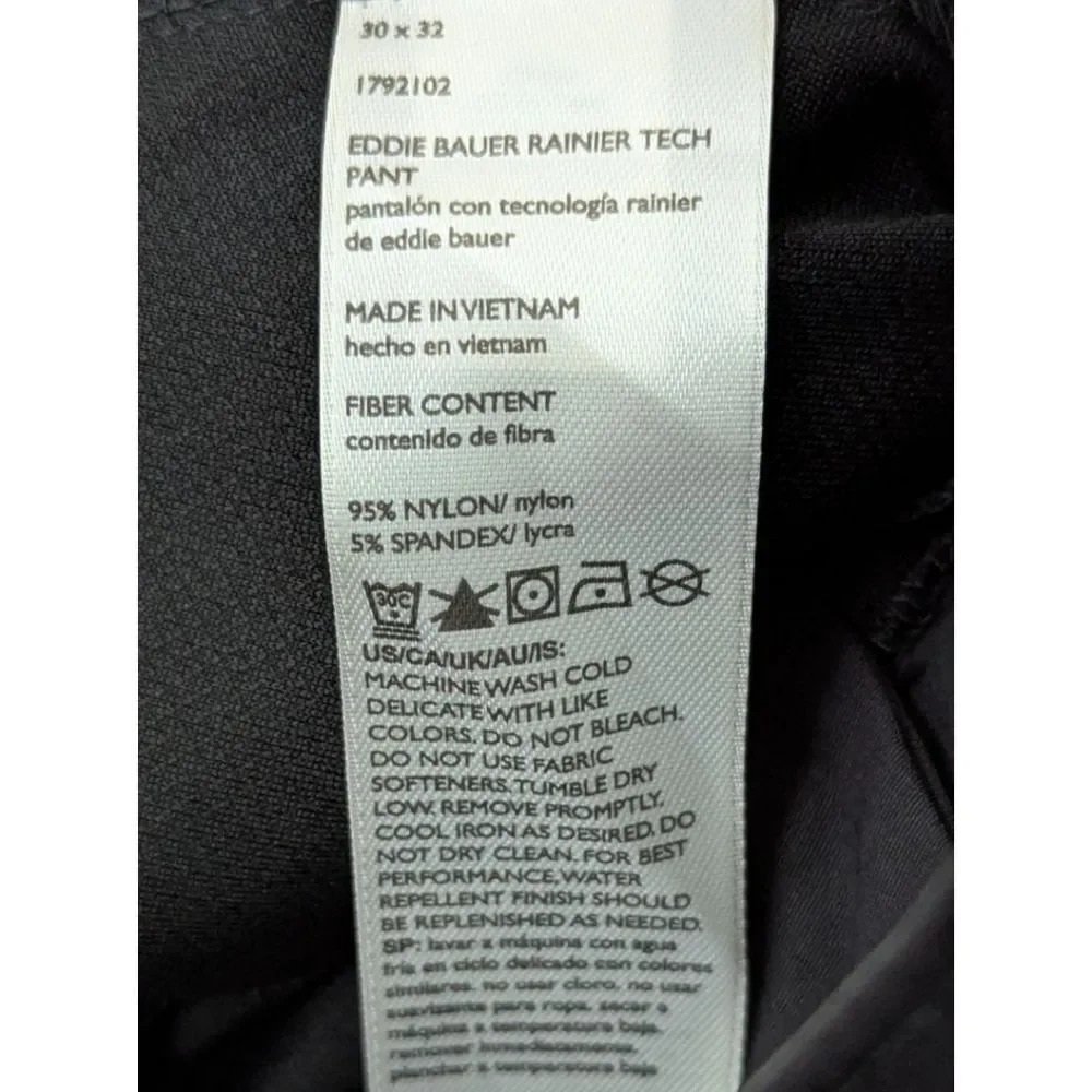Eddie Bauer Rainier Tech Pants Men's 30x32 in Black NWT - Picture 6 of 7